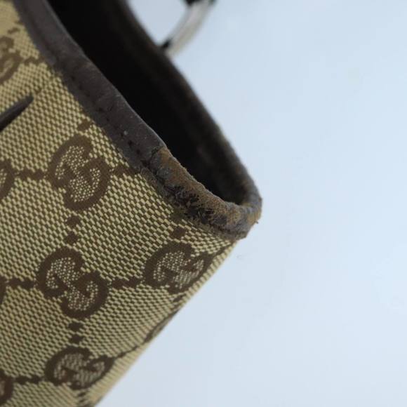 GUCCI GG Canvas Hand Bag Beige Brown Silver 113019 Auth 103326 - Picture 9 of 16
